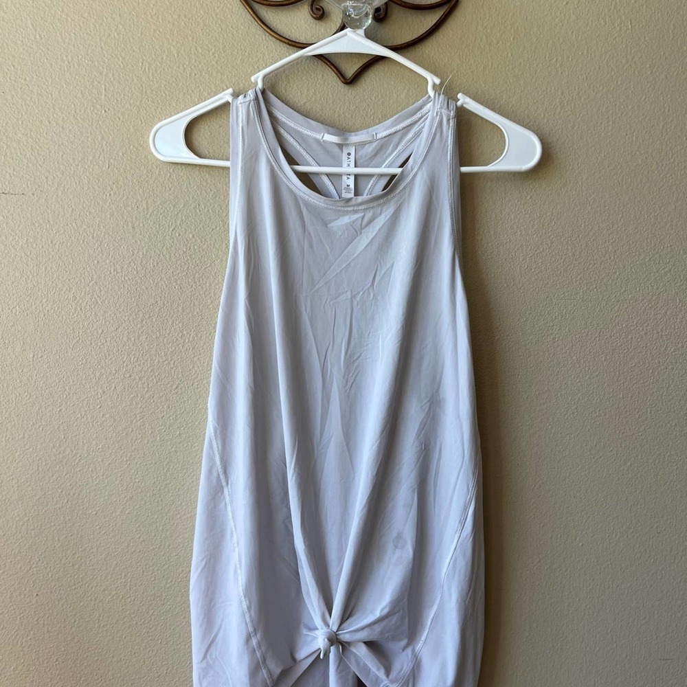 White/Pale Gray Athleta Workout Tank Top Size Medium